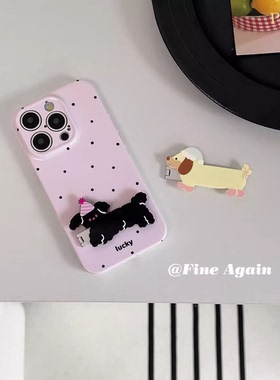 粉紫色波点适用Pura70pro华为mate70/60/50/40/30pro手机壳p60折叠狗狗支架nova13/12/11菲林p50p40女荣耀200