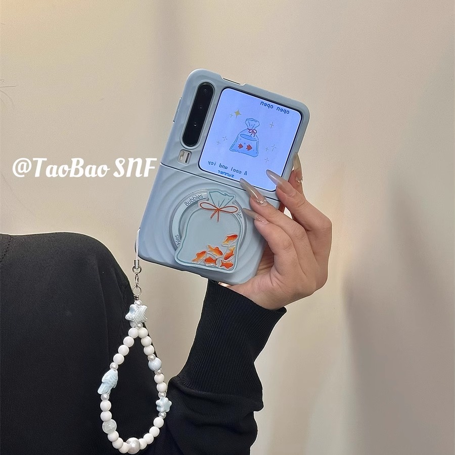 ins动块小鱼磁吸支架适用Pura X华为Pocket2手机壳小米MIXFlip折叠FindN3Flip三星Zflip7/6/5手链荣耀VFlip