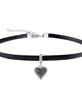 高档微镶闪钻独特小众心形颈链