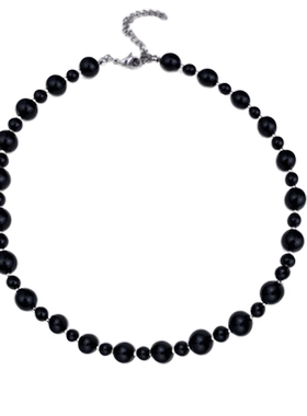 高版本不掉色天然黑玛瑙锁骨链