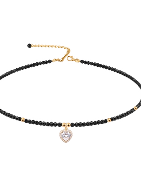 高档微镶闪亮锆石爱心项链锁骨链