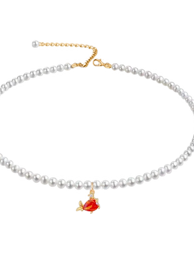 卡通海洋小动物珍珠项链锁骨链