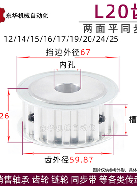 同步轮同步带轮皮带轮 L20齿 AF型两面平无台阶齿外径59.87齿宽21