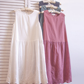 文艺无袖 2024夏装 纯棉款 背心连衣裙子蕾丝刺绣长裙打底裙女仙沙滩