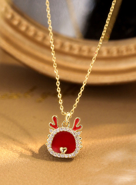 铜镀真金钛钢女生肖本命年项链