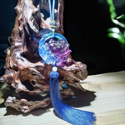 宝莲花琉璃车内后视镜挂件饰品莲花车挂玄关装饰品