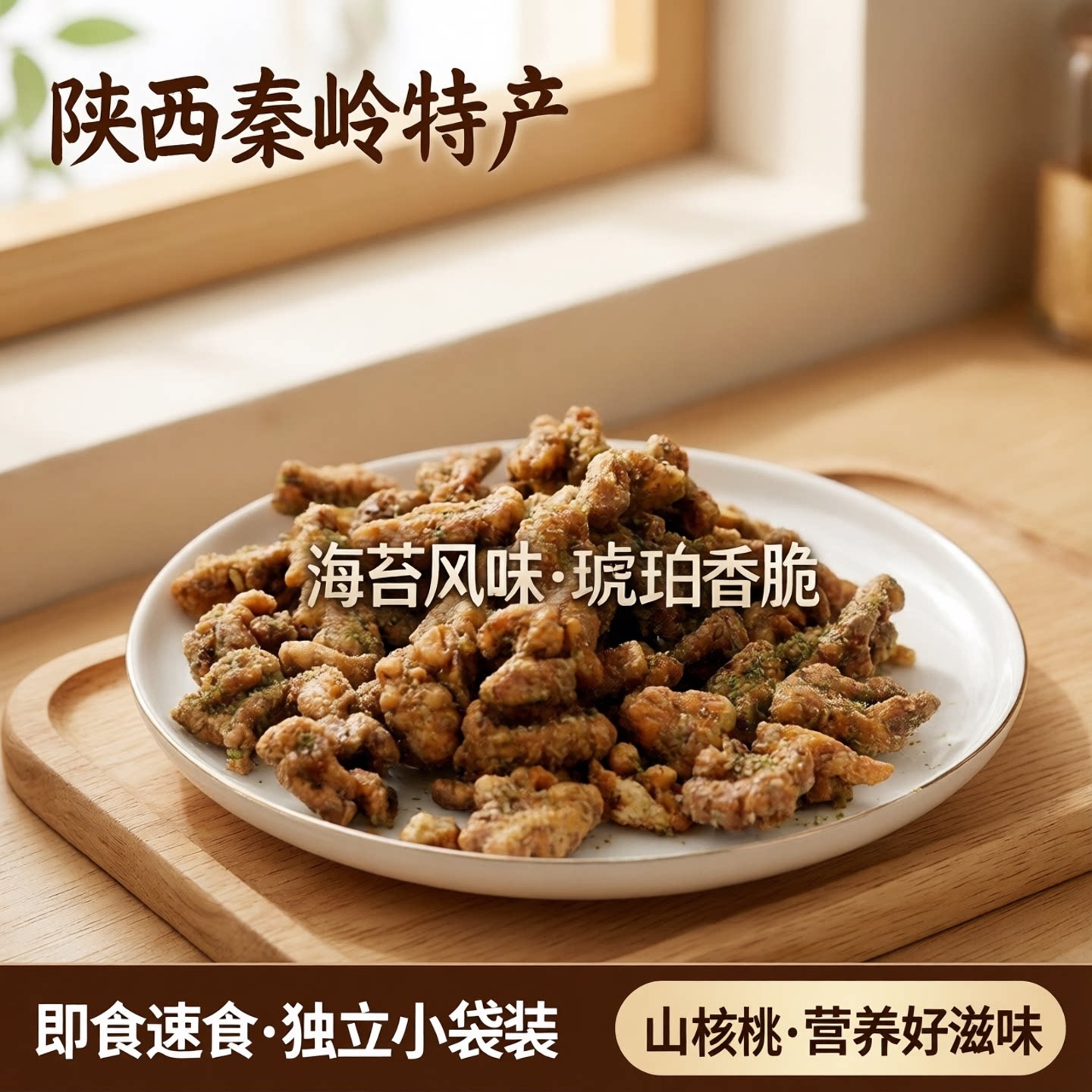 陕西秦岭特产海苔核桃仁琥珀核桃仁山核桃即食速食干果独立小袋装