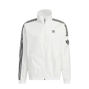阿迪达斯阿迪达斯外套女梭织薄款防风衣复古美式立领夹克男JI7535