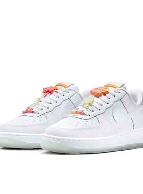 耐克Nike Air Force 1空军一号轻便板鞋女款白色/橙色I远仓