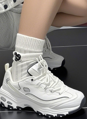 Skechers斯凯奇 D'LITES 1.0 织物合成革 休闲 防滑 低帮 老爹鞋