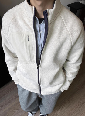 BP自制 MON平替针织摇粒绒拉链开衫外套秋冬立领夹克保暖抓绒衣