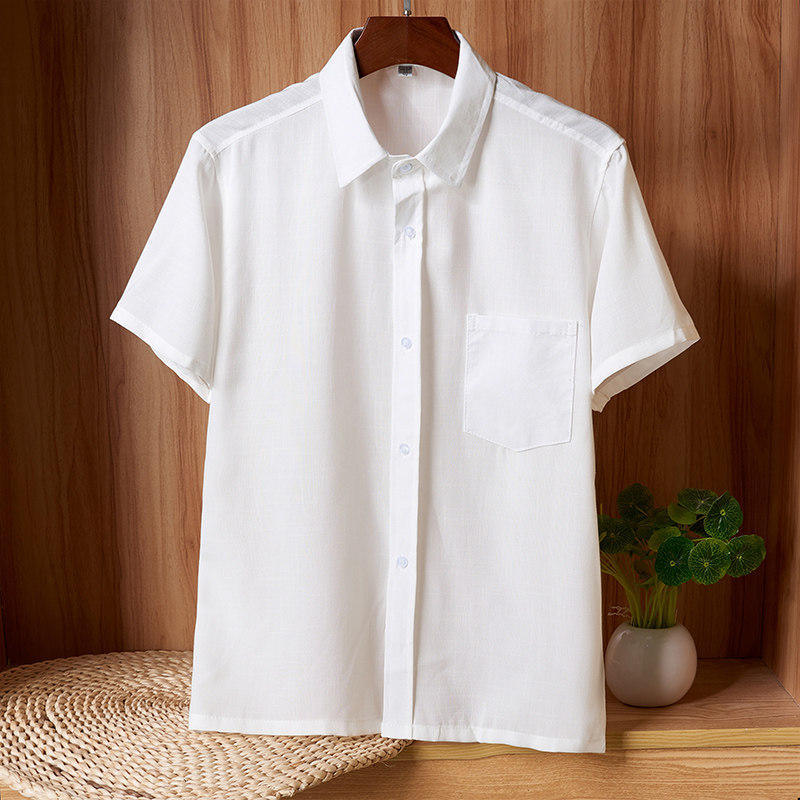 夏季新款男士薄款短袖衬衫棉麻休闲衬衣男装上衣服中老年半袖寸衫