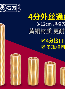 铜4分通丝3/4/5/6/12cm1/2分外丝螺纹延长管DN15加长接头配件