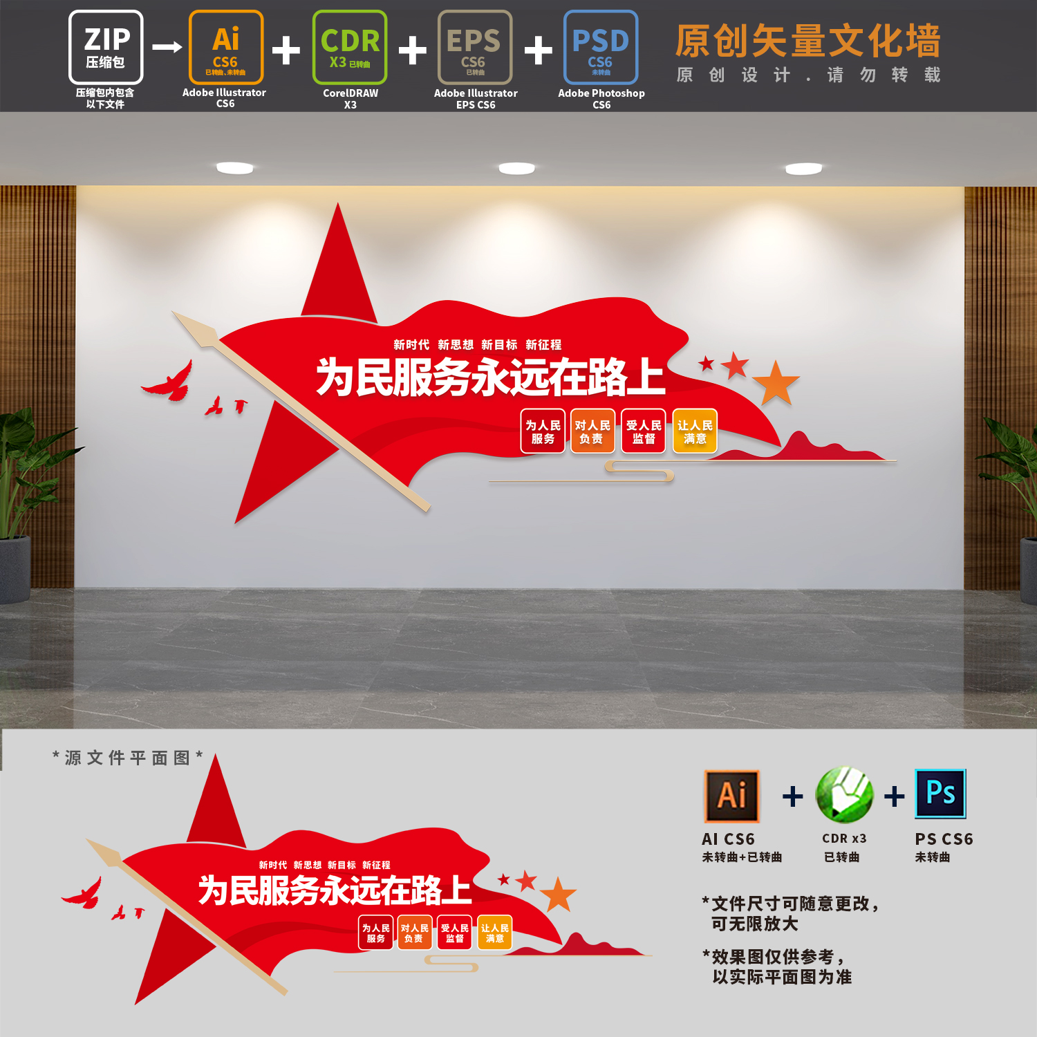 社区党群便民政务服务中心大厅综合行政标语文化墙ai cdr psd素材