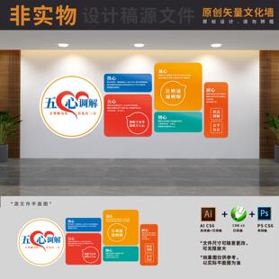 五心调解室制度展板文化墙和为贵矛盾纠纷调处背景AI+CDR+PSD素材