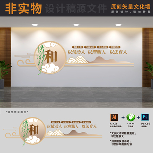 以和为贵调解室标语背景文化墙矛盾纠纷调处中心AI+CDR+PSD设计稿