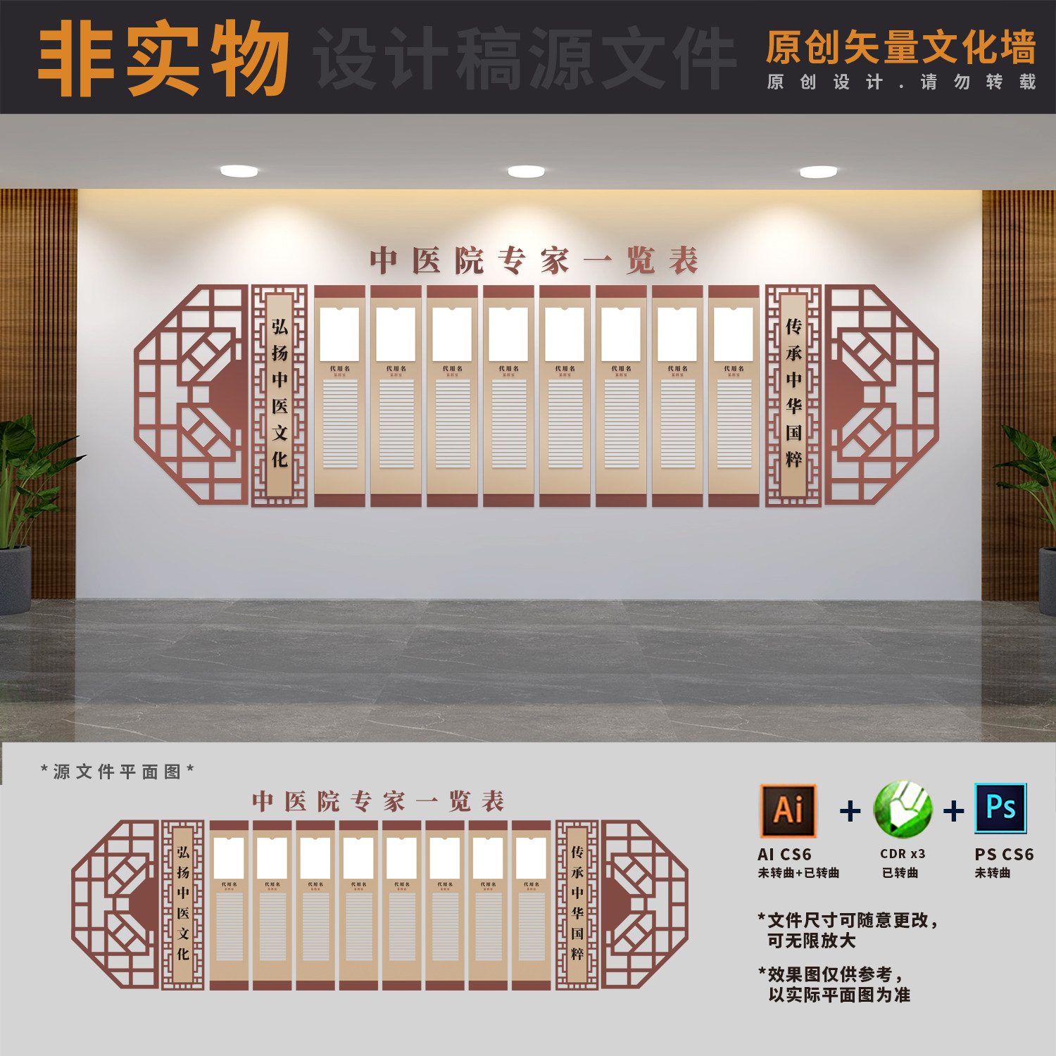中医院馆专家医生简介绍一览表宣传栏展板文化墙ai cdr psd设计稿