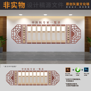 中医院馆专家医生简介绍一览表宣传栏展板文化墙AI+CDR+PSD设计稿