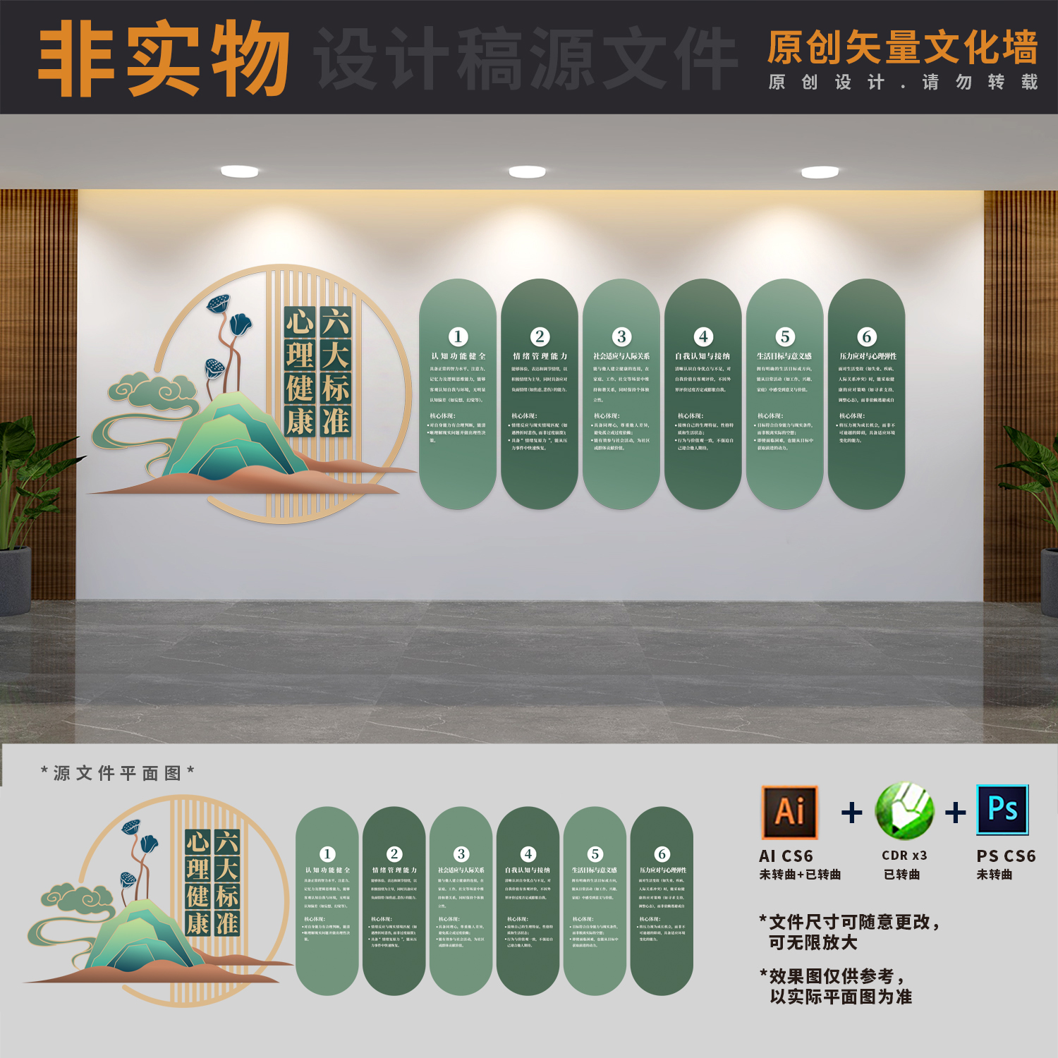 心理咨询室文化墙心理健康教育展板心灵驿站宣传栏AI+CDR+PSD素材