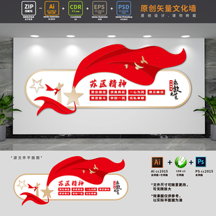 传承红色基因苏区精神党建文化墙革命老区中国精神AI+CDR+PSD素材