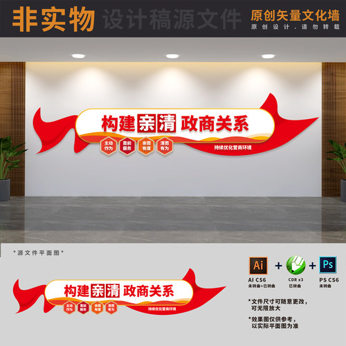 构建亲清政商关系优化营商环境国企业廉政文化墙AI+CDR+PSD设计稿