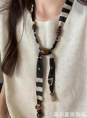 美拉德印花丝巾项链女2025新款