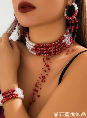 万圣节项链哥特风流血滴吸血鬼