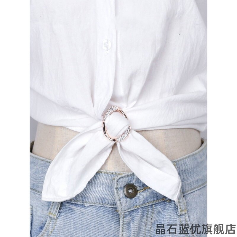黑白银色钉扣收腰别针固定衣服防走光胸针女 T桖衣角打结扣小配饰