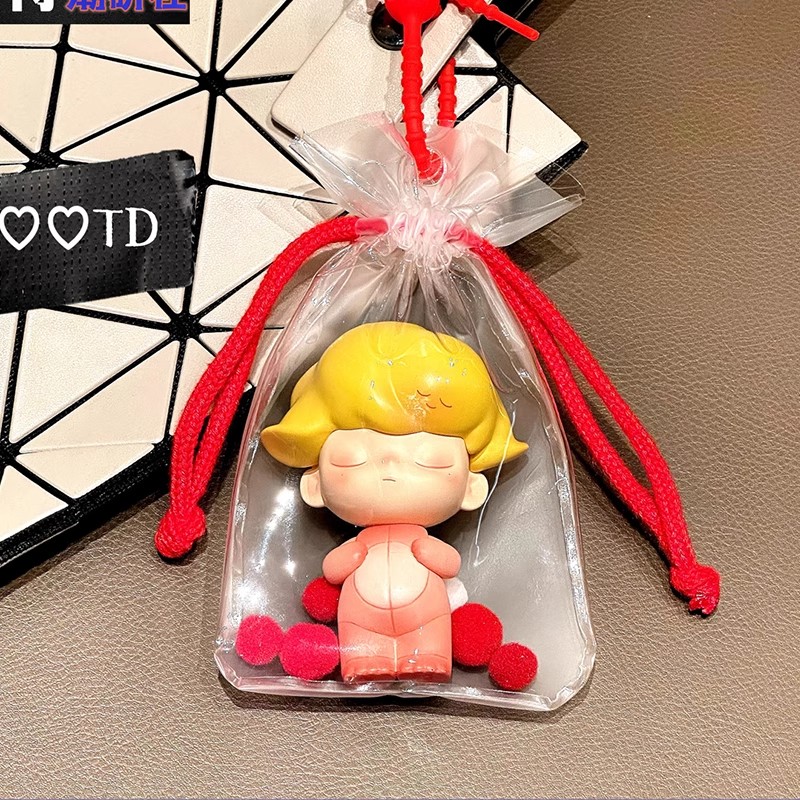 适用10cm13cm15棉花娃娃包labubu搪胶保护拉布布痛包透明晒娃袋子