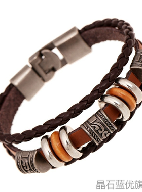 复古民族风牛皮编织手链女波西米亚异域风设计感情侣闺蜜个性手饰