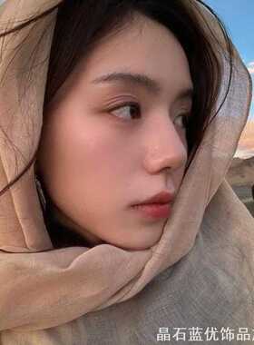 纯色棉麻围巾女废土风旅拍头巾戈壁打卡出片外搭透气大尺寸纱披肩