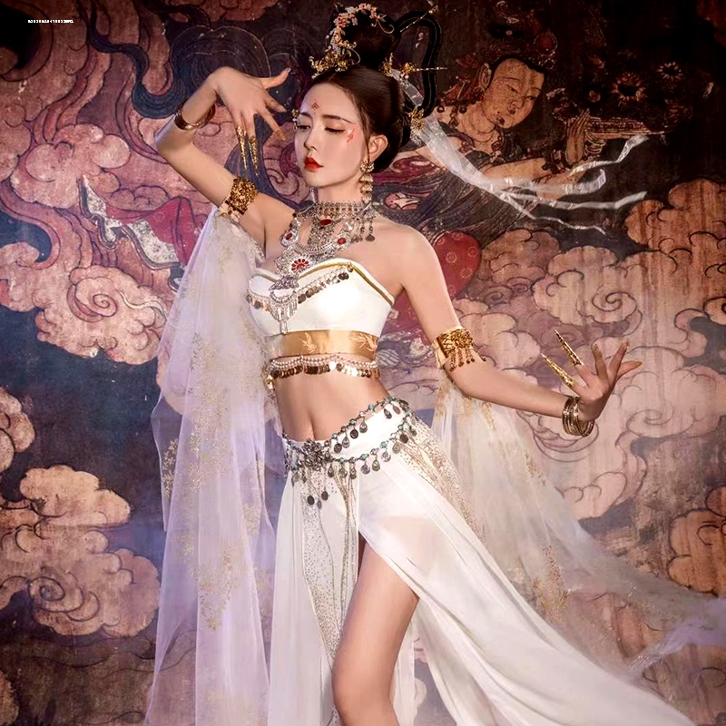 臂钏古风汉服飘带铃铛开口手镯仙女敦煌舞蹈丝带超仙臂环古代配饰