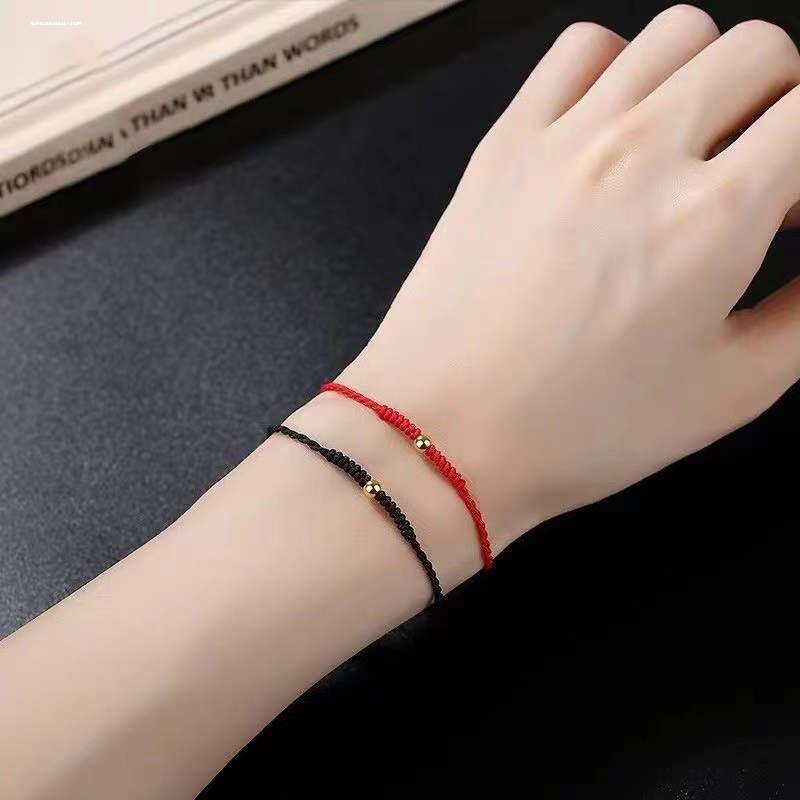 编织手绳小金豆本命年红绳手链生日礼物送女友