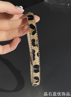 复古辣妹豹纹choker纽扣项圈女