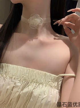 暗黑玫瑰项链颈链花黑