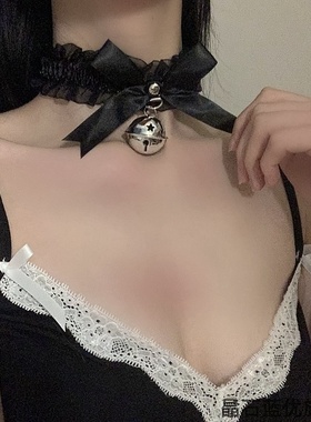 白色蕾丝双层项圈黑色蝴