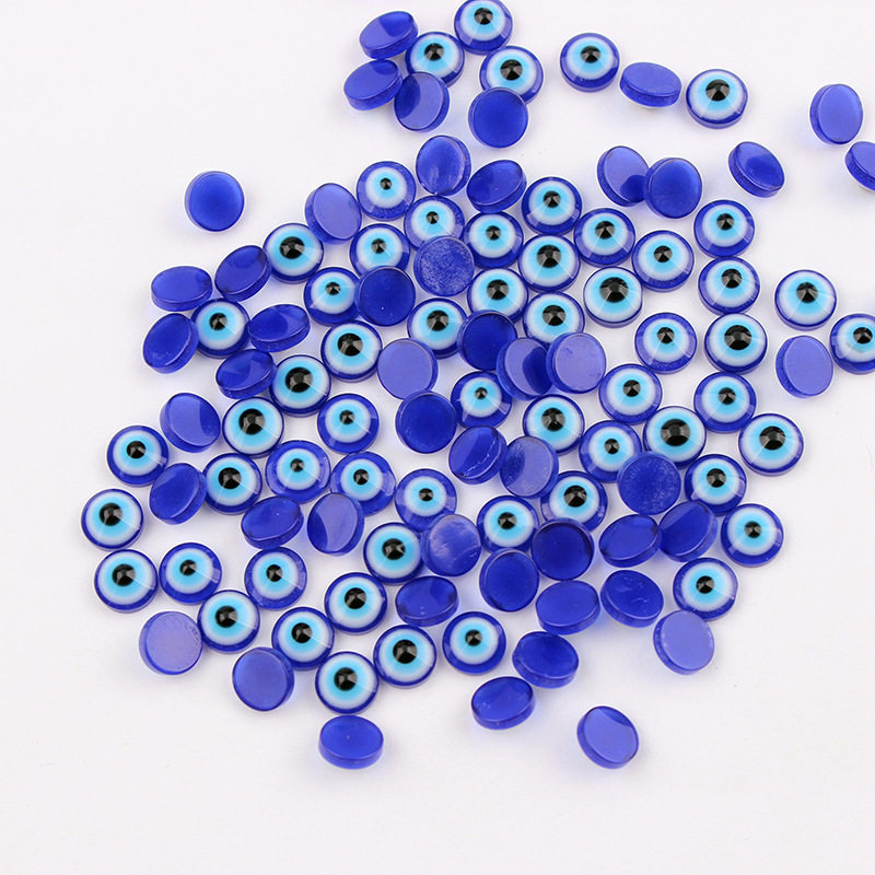 50个/包 蓝色扁圆恶魔之眼 蓝色眼睛 树脂眼睛