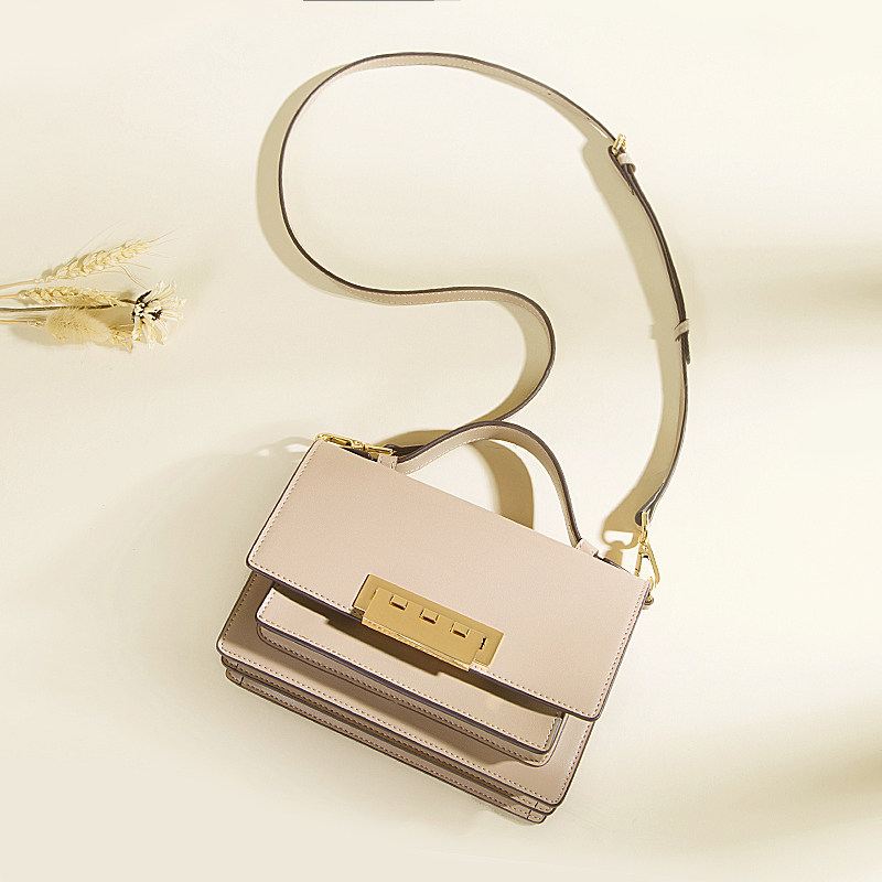 风琴包真皮宽肩带2020新款潮秋冬复古时尚网红单肩斜挎手提女包包