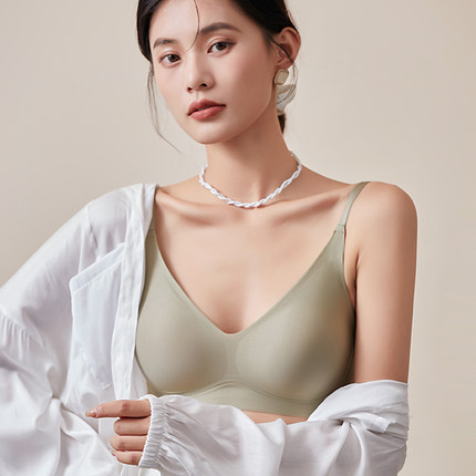 真丝无痕文胸 蚕丝果冻条无钢圈软支撑光面内衣薄款高弹力微聚拢