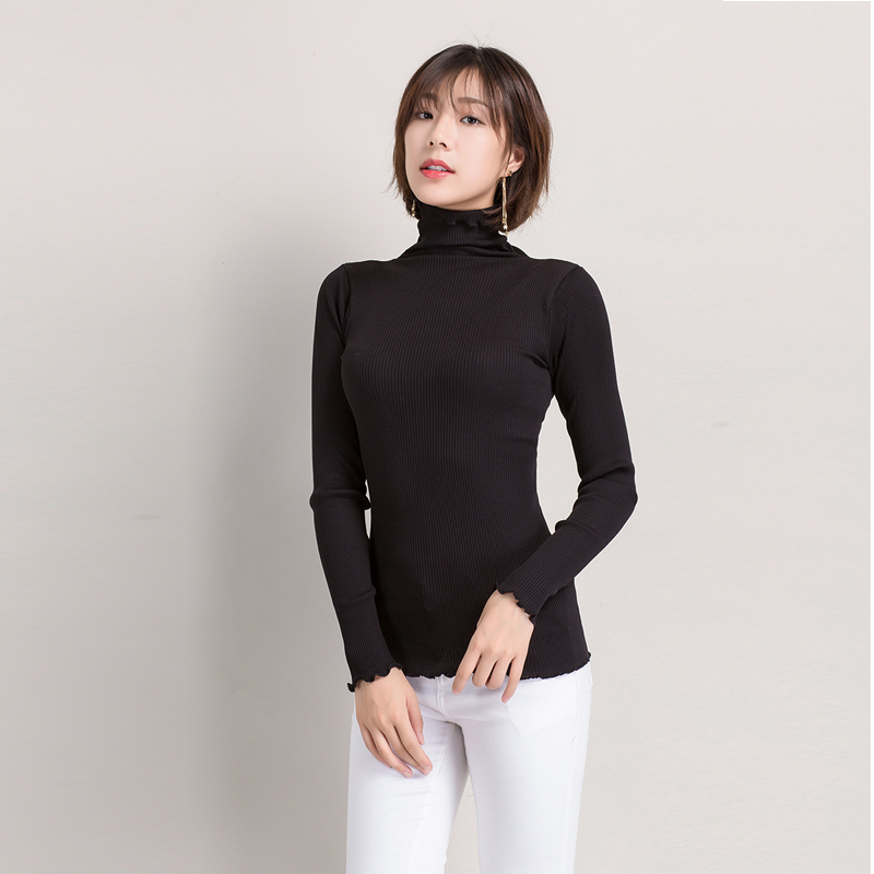 真丝打底衫女桑蚕丝黑色紧身长袖