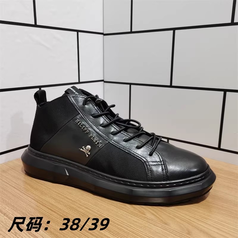 外贸真皮高帮男鞋松紧带透气皮鞋