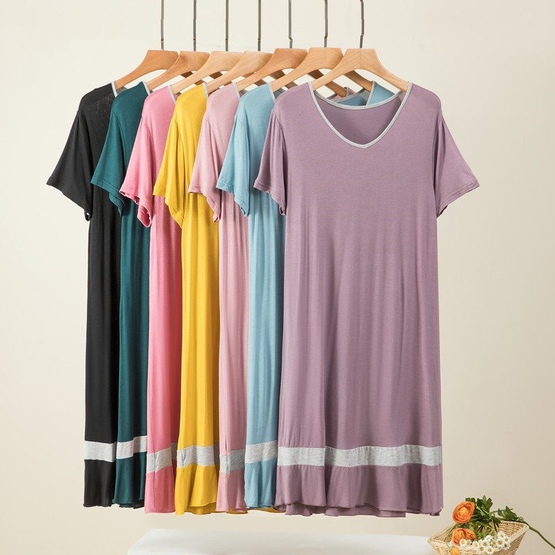 莫代尔夏季宽松连衣裙女短