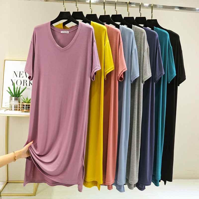 连衣裙女夏薄款V领大码宽