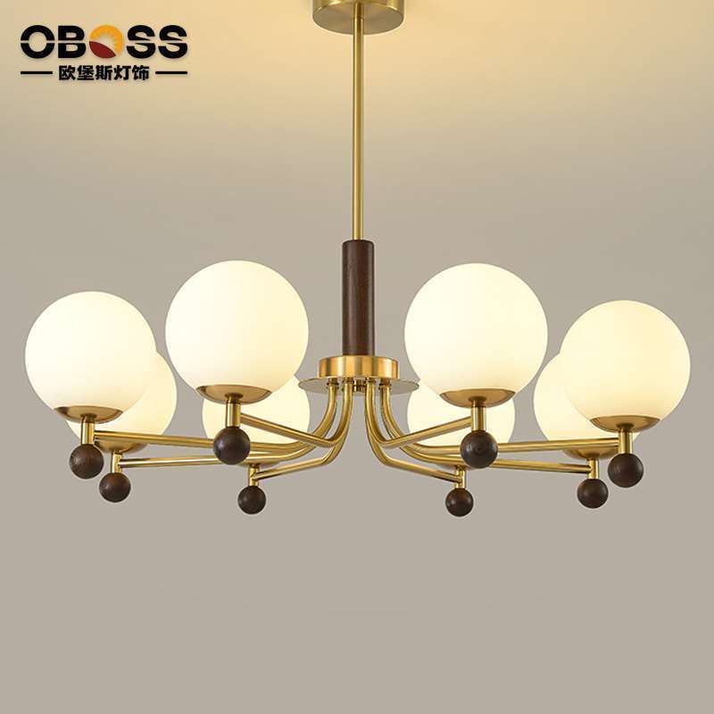 客厅吊灯美式复古玻璃柿子灯中古设计师创意新款轻奢南洋大厅主灯