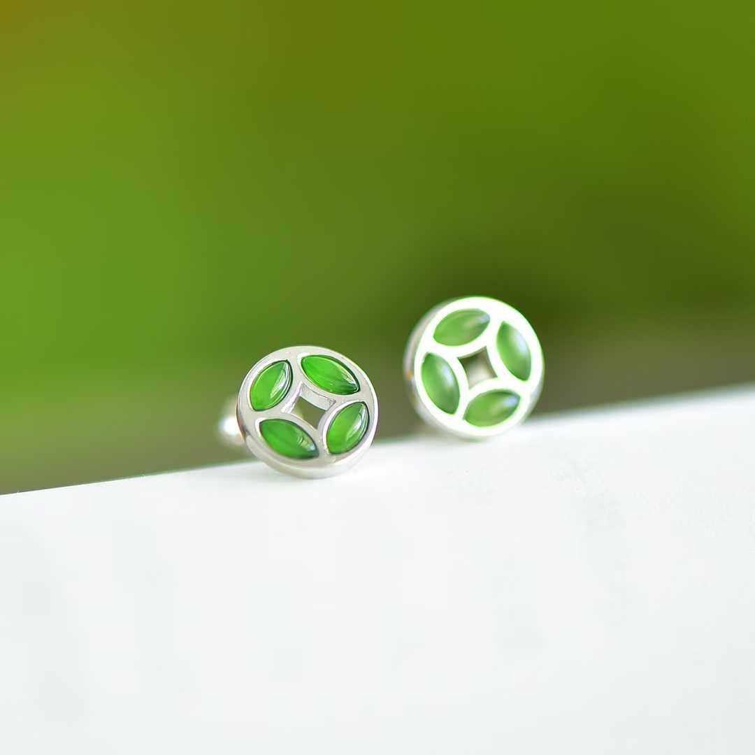 和田碧玉马眼耳环天然和田玉碧玉耳钉S925和田玉碧玉耳钉精致百搭,珠宝/钻石/翡翠,耳饰,淘宝优惠券,粉丝福利购,淘宝优惠卷