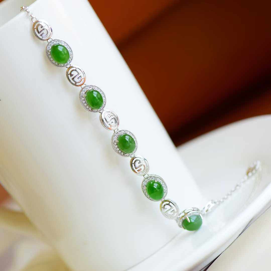 纯银天然和田玉碧玉手链和田玉碧玉蛋面手链大气百搭和田玉碧玉,饰品/流行首饰/时尚饰品新,手链,淘宝优惠券,粉丝福利购,淘宝优惠卷