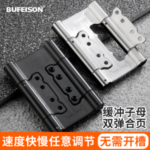 不锈钢自动回弹铰链隐形门自闭关门器内外开双开自由双向弹簧合页