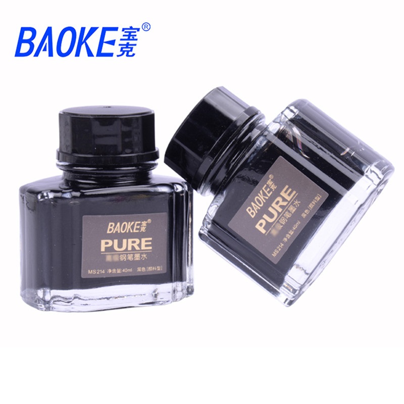 宝克非碳素墨水MS214纯黑色钢笔吸墨器水速干玻璃瓶不堵笔颜料型