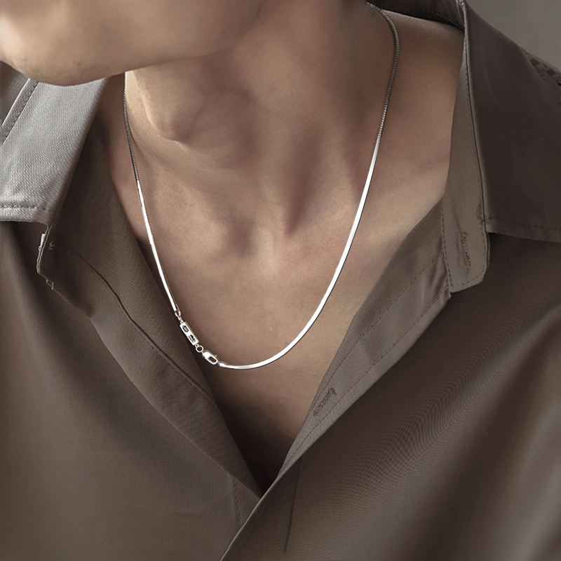 银男士项链潮牌百搭男生脖子配饰自律小众潮流装饰男款蛇骨链子