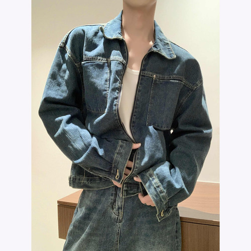 炫葵春秋休闲深色翻领牛仔外套